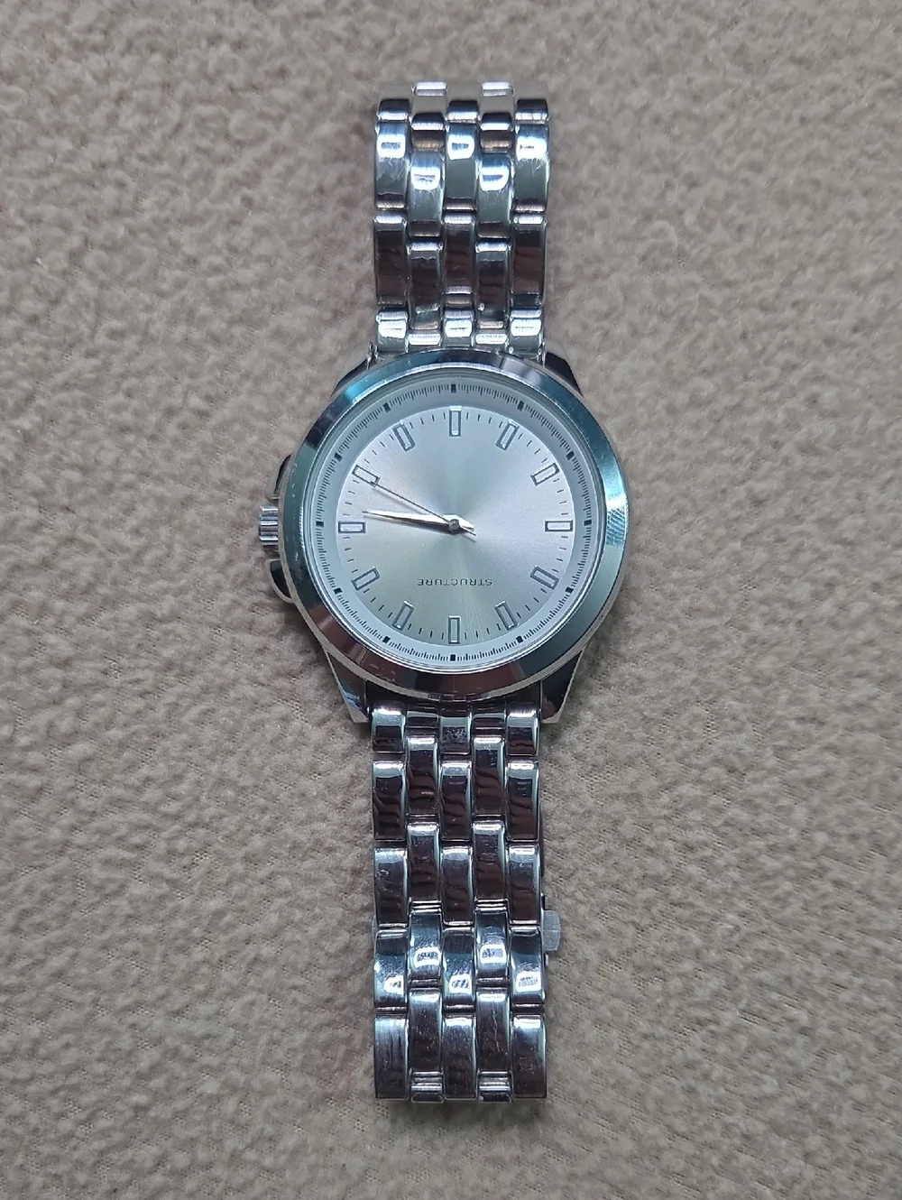 Structure Silver Men's Stainless Steel Bracelet Watch NEEDS BATTERY